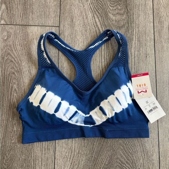 Madden girls Blue and White Tie-Dye Sports Bra - Picture 1 of 3